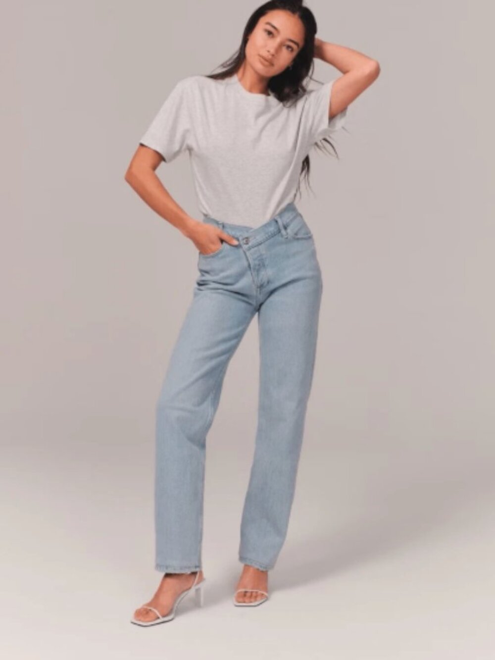 Abercrombie & Fitch The Dad High Rise Jeans‎ Criss Cross 24 Regular Curve Love